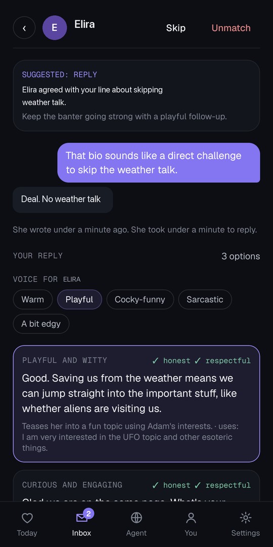 LoveDesk A conversation screen