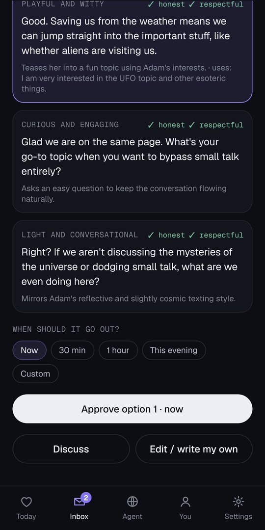 LoveDesk Three honest options screen